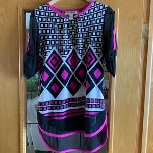 Joseph Ribkoff Black and pink geo print tunic